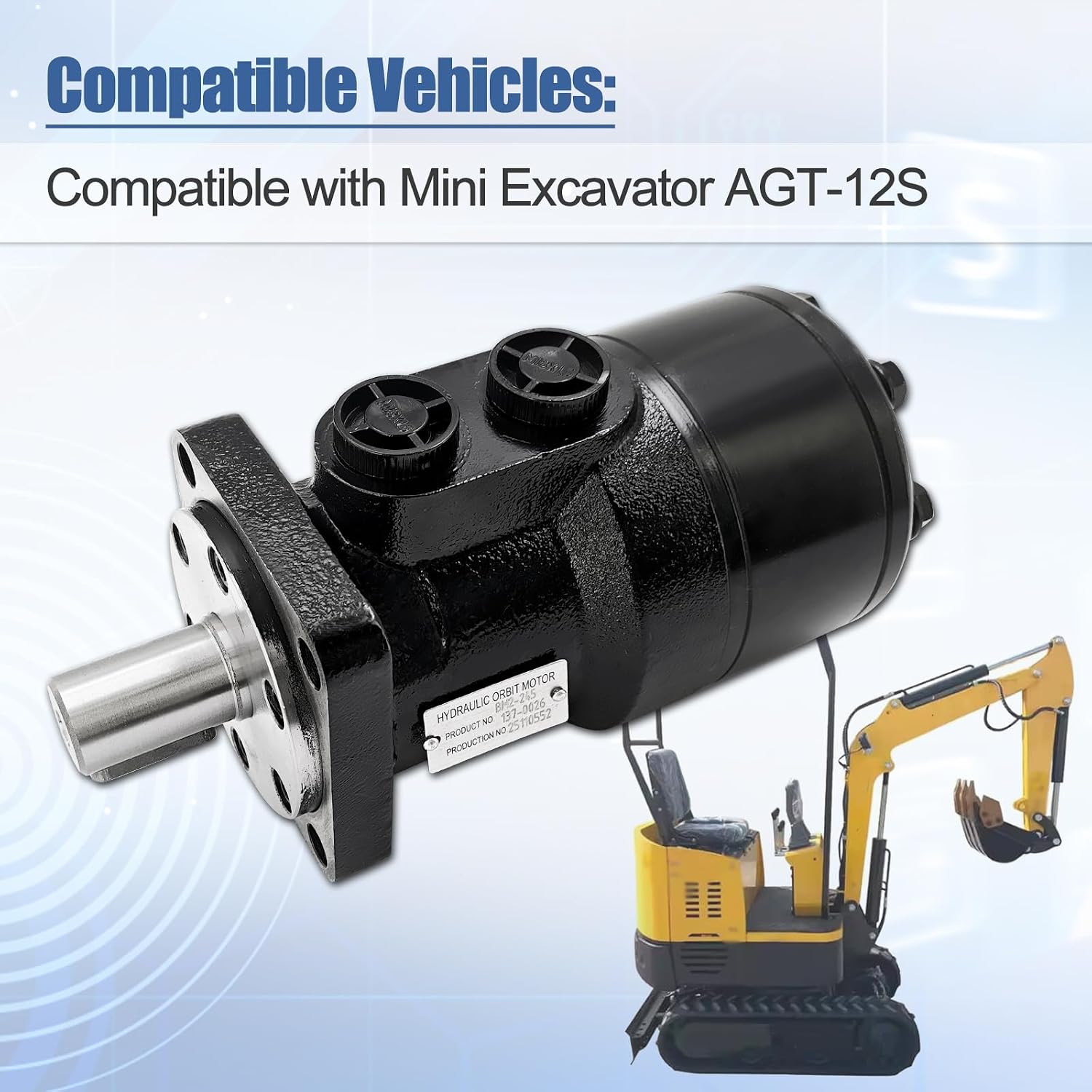 BM2-CJT-250 Swing Motor Fit for AGT-12S Mini Excavator | Hydraulic Swing Drive, BM2CJT250, Smooth Swing Performance