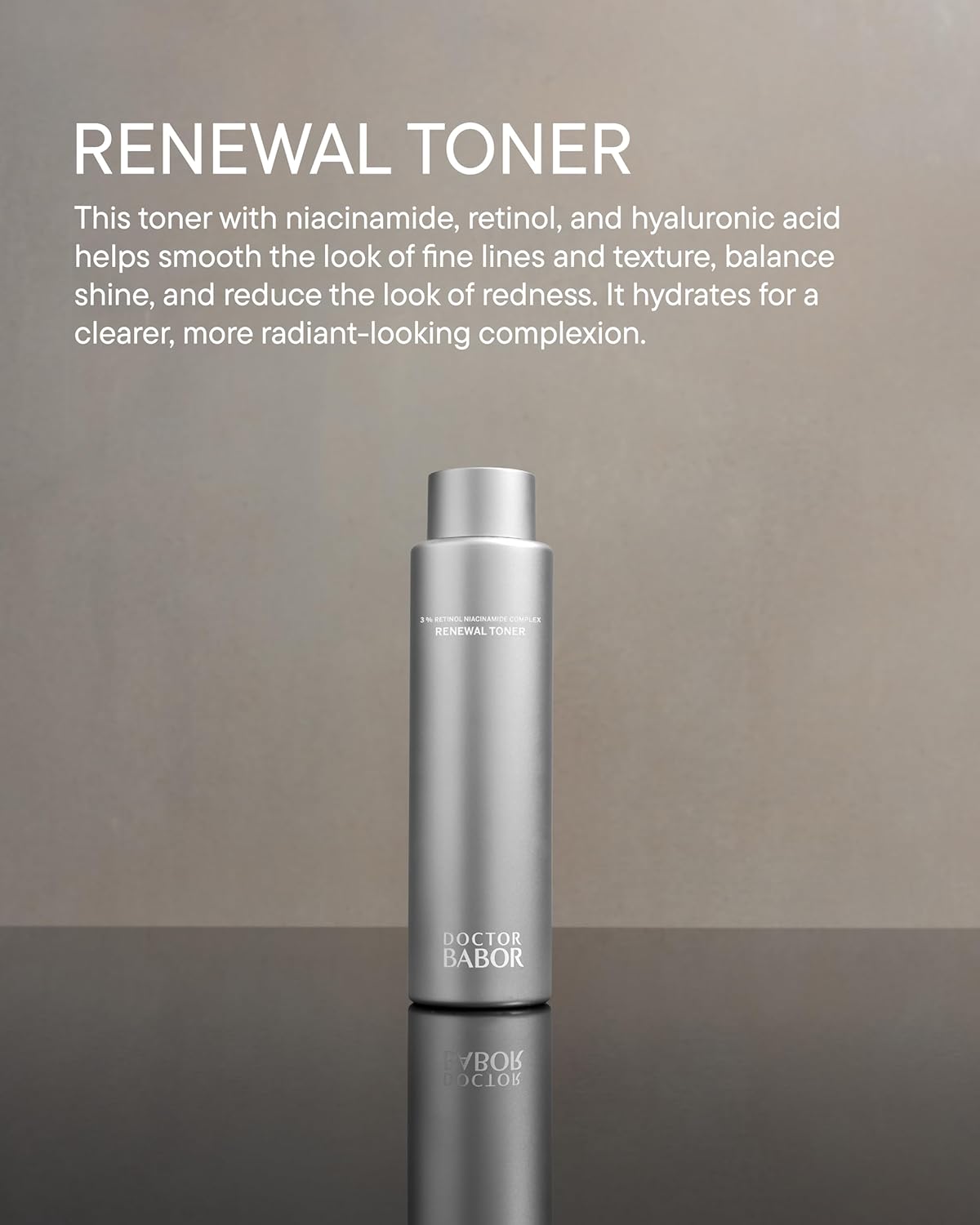 DOCTOR BABOR Renewal Toner, Smoothing & Refining Toner, Rejuvenated Complexion with Retinol & Niacinamides, Even Skin Tone and Texture, 6.76oz