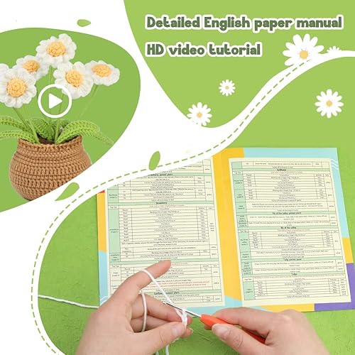 Miniatura 3 de kgxulr Kit de ganchillo para principiantes, kit de ganchillo Little Daisy para principiantes, kit de inicio de ganchillo para principiantes