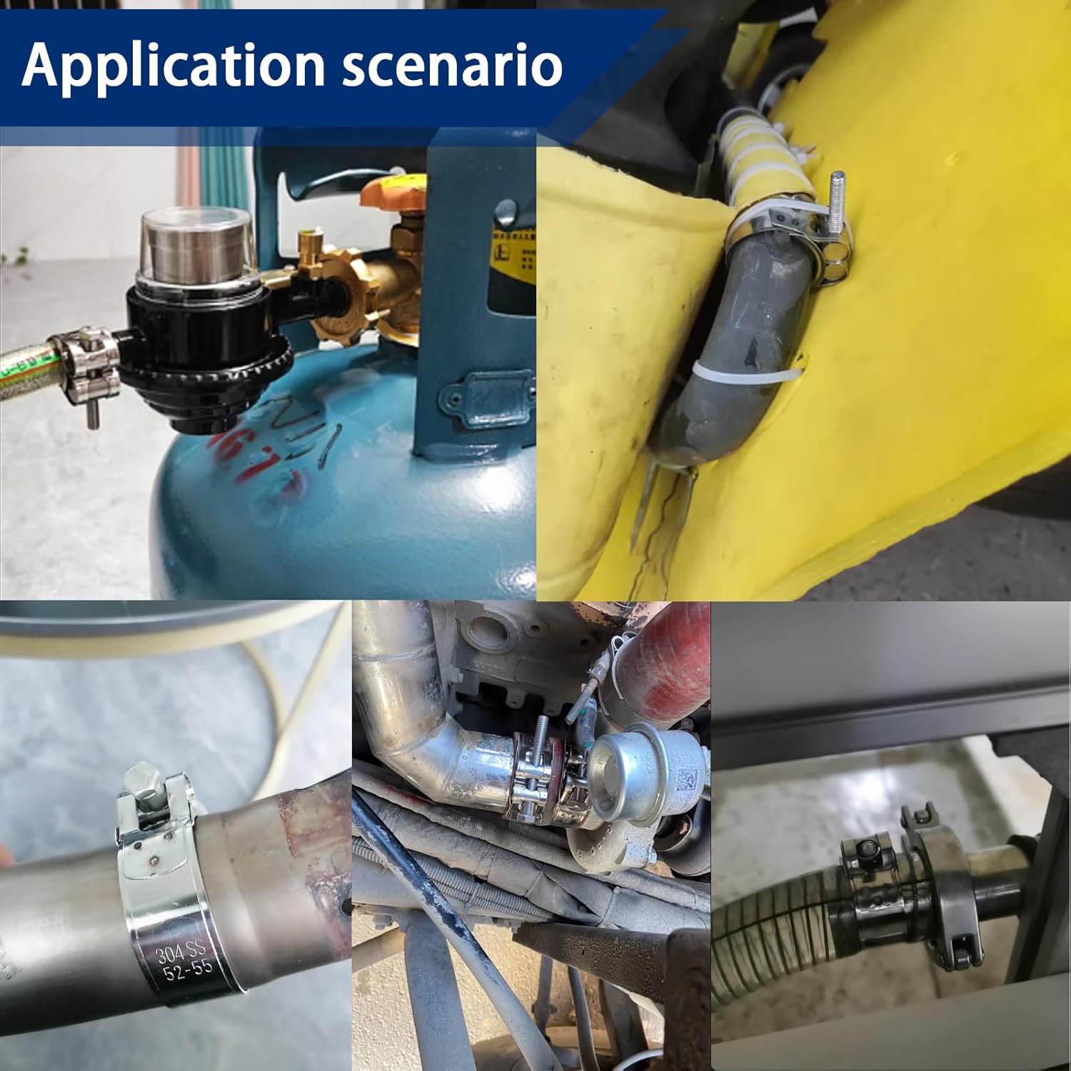 Tnisesm 36Pcs 17-47mm T-bolt Hose Clamps, 6 Size 17-35mm Heavy Duty Radiator Hose Clamps Assortment Kit, 304 Stainless Steel Pipe Tube Clamps with M8 and M10 Socket Wrenches