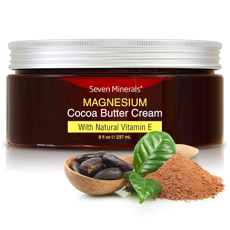 Creme corporal Seven Minerals com cloreto de magnésio, manteiga de cacau orgânica e vitamina E, 240 mL