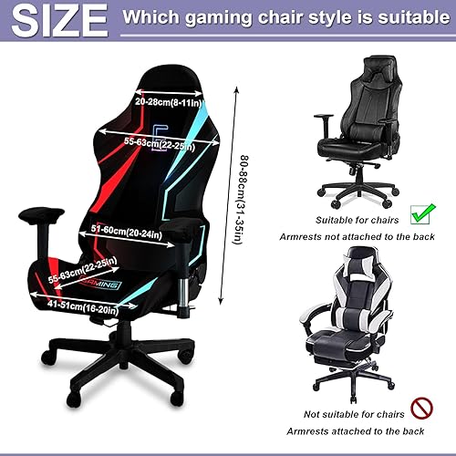 Miniatura 5 de Fundas para silla de videojuegos, impresión 3D, elásticas, suaves, antideslizantes, fáciles de instalar, funda para silla de jugador con funda para