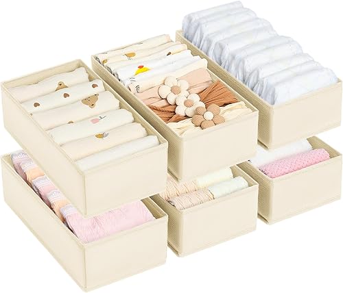 Miniatura 9 de DIMJ Organizador de cajones, organizador de ropa pequeño, juego de 3, separadores de cajones para ropa de bebé, ropa interior, calcetines, brasier,