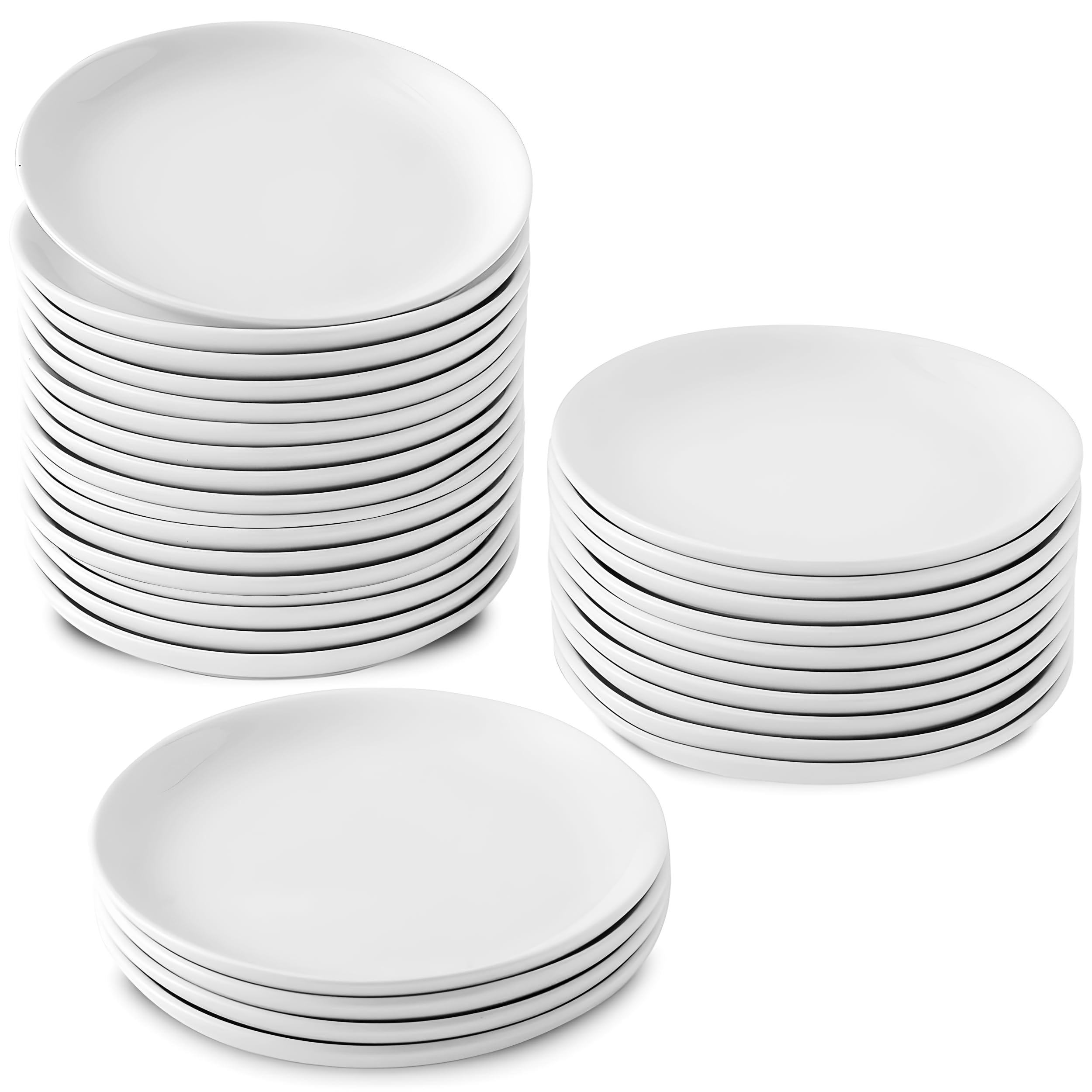 XINLTC 30-Piece Porcelain Dessert Plates, 5.6'' Round Appetizer Plates, Small White Plates for Appetizer, Cake, Dinnerware Saucer Sets, Lightweight, Microwave, Oven, Dishwasher Safe