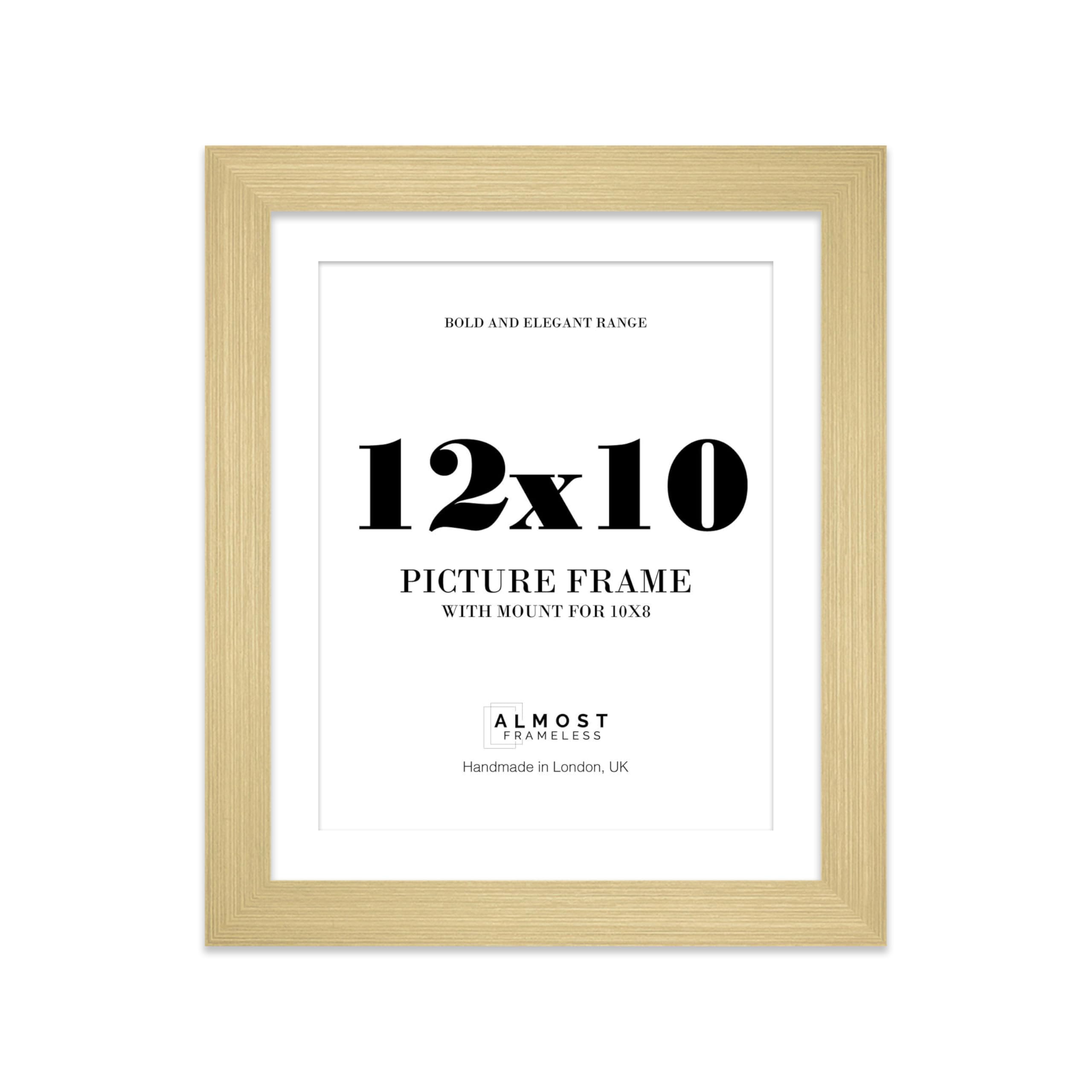 12x10 Gold Frame With Mount for 10x8 Pictures 28mm Edge Portrait and Landscape Display with Wall Hooks and Kickstand, 1 Pack