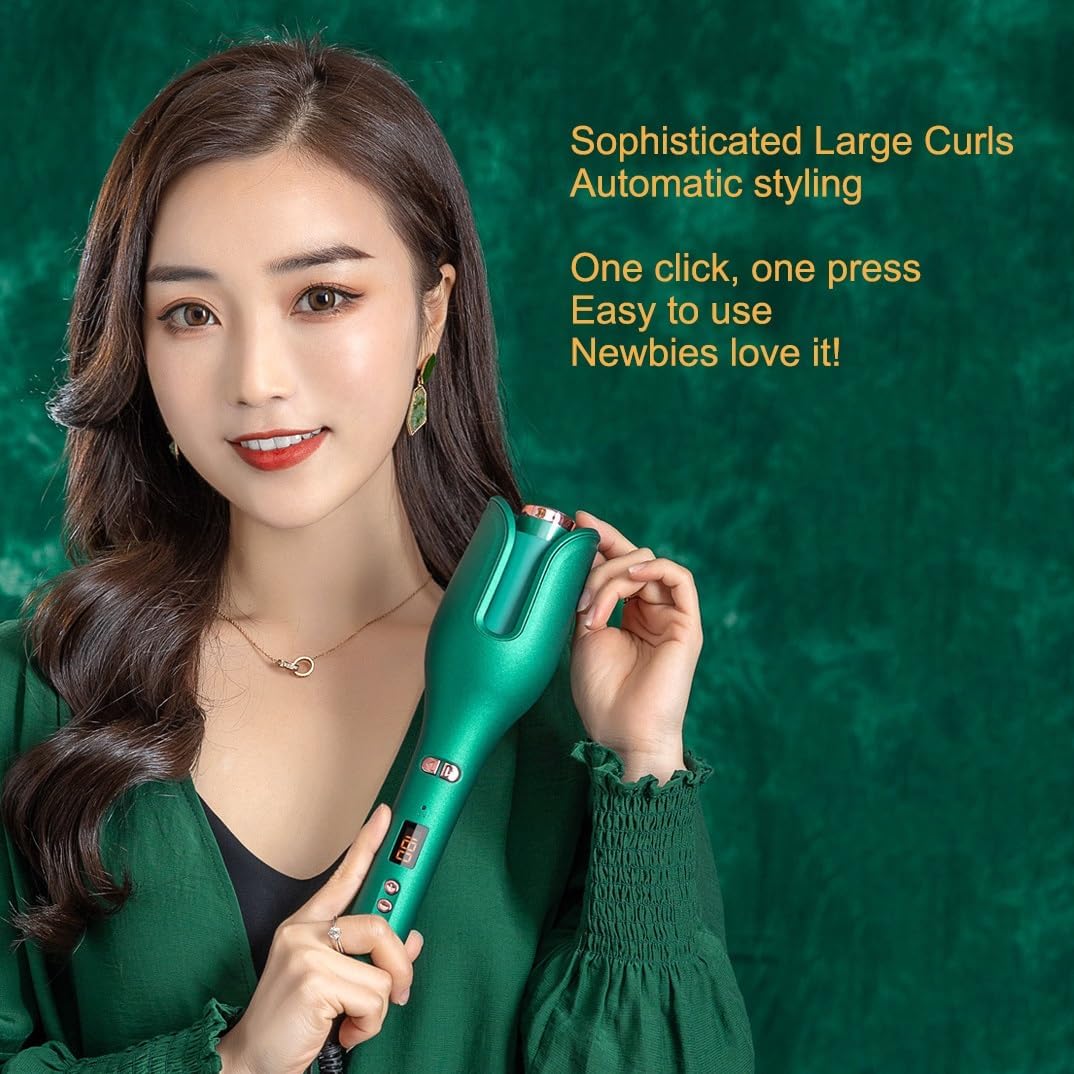 DONGXIAO Rizador para Cabello Largo, Rizador Bio Iónico, Rizador Automático De Iones Negativos, Rizador Eléctrico De Gran Volumen, Rizador De Cabello Giratorio Automático, Anti-Rizador Giratorio No Daña El Cabello