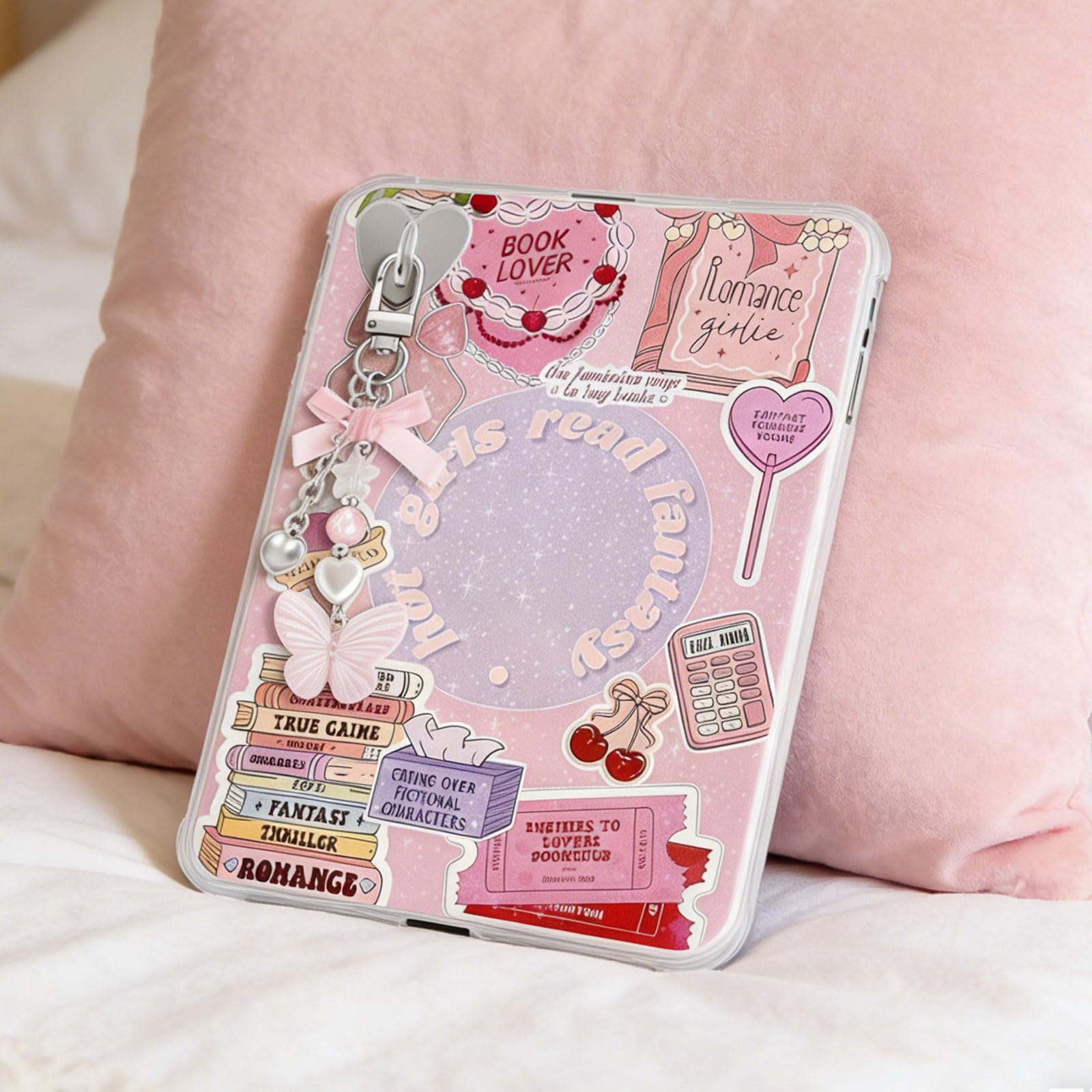 6Pcs Inserts Cardstock For Kindle Paperwhite Clear Case 2Pcs E-Reader Phone Charm Bracelets Decor For Women Reader Booklovers Pink Theme Inserts Valentine Gifts For Kindle 11-12Th Generation — view 4