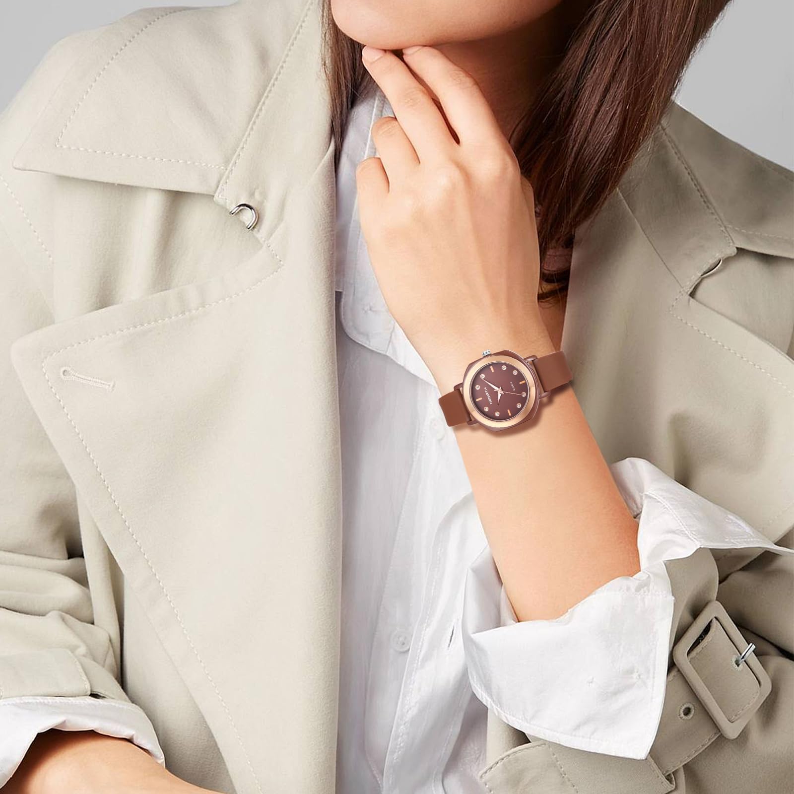 JewelryWe Uhren Damen Analog Quarz Armbanduhr Klassisch Einfach Beiläufige Uhr mit Silikon Armband