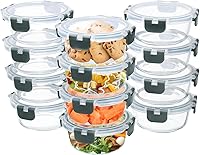 Vista 8 de Recipientes pequeños de vidrio para almacenamiento de alimentos de 24 piezas con tapas herméticas, juego de recipientes de preparación de comidas