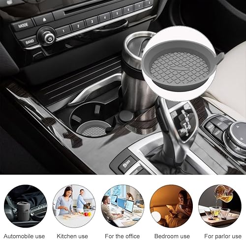 Miniatura 6 de 2 posavasos para automóvil, 2.75 pulgadas de silicona antideslizante, portavasos de silicona para automóvil, tapete universal empotrado para la