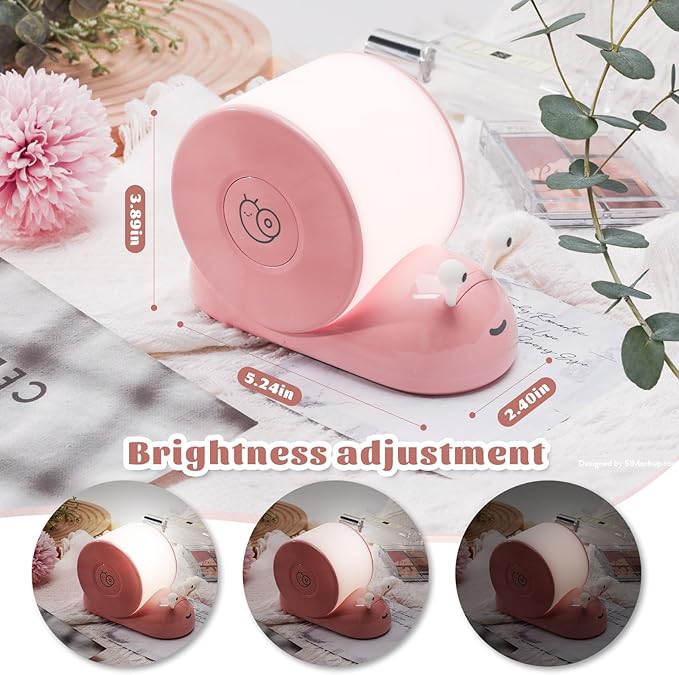 QANYI QANYI Snail Table Lamp, Wireless Rechargeable LED Light with Stick On and Magnetic for Shelf and Cabinet, Unique Preppy Home Office Pink Accessories Stuff Decorations Presents for College Girls photo 3