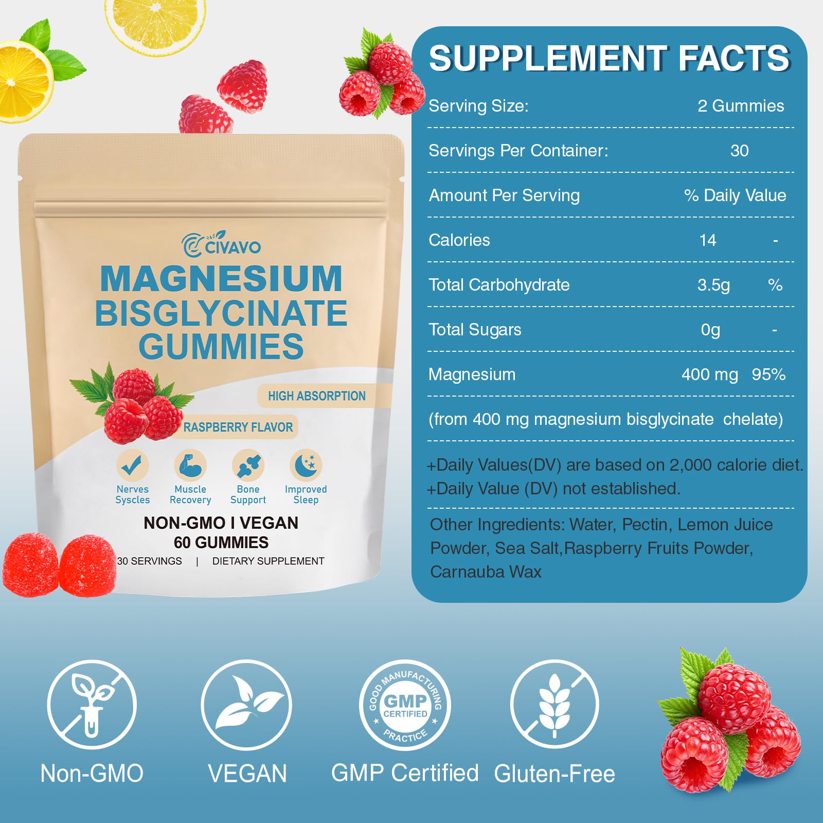 Magnesium Bisglycinate Gummies, with 400mg Magnesium Bisglycinate Chelate — Amazon image 8