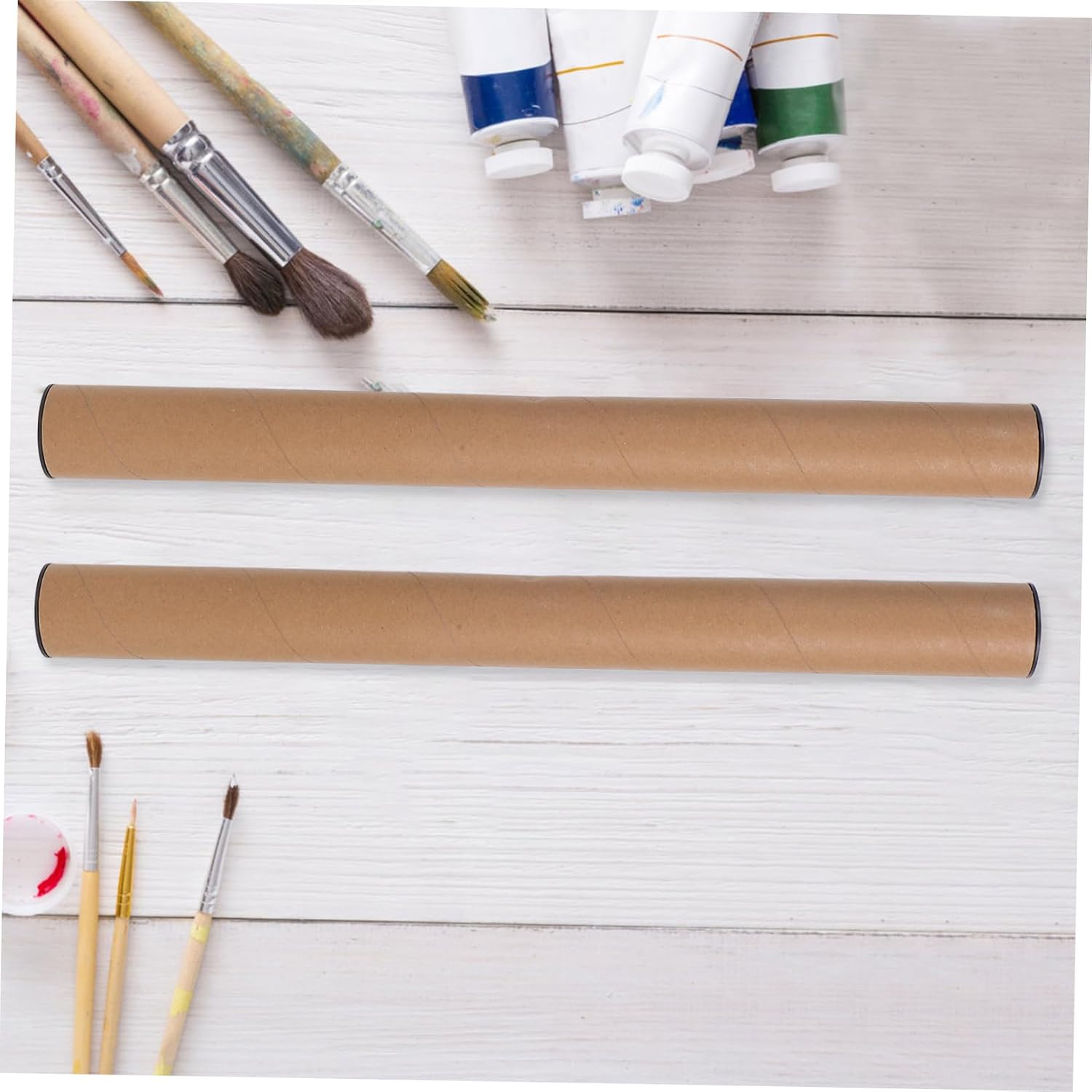 Ciieeo 10pcs Cardboard Poster Tubes Blueprints Storage Tube Round Kraft Paper Mailers Caps for Artworks Maps Shipping
