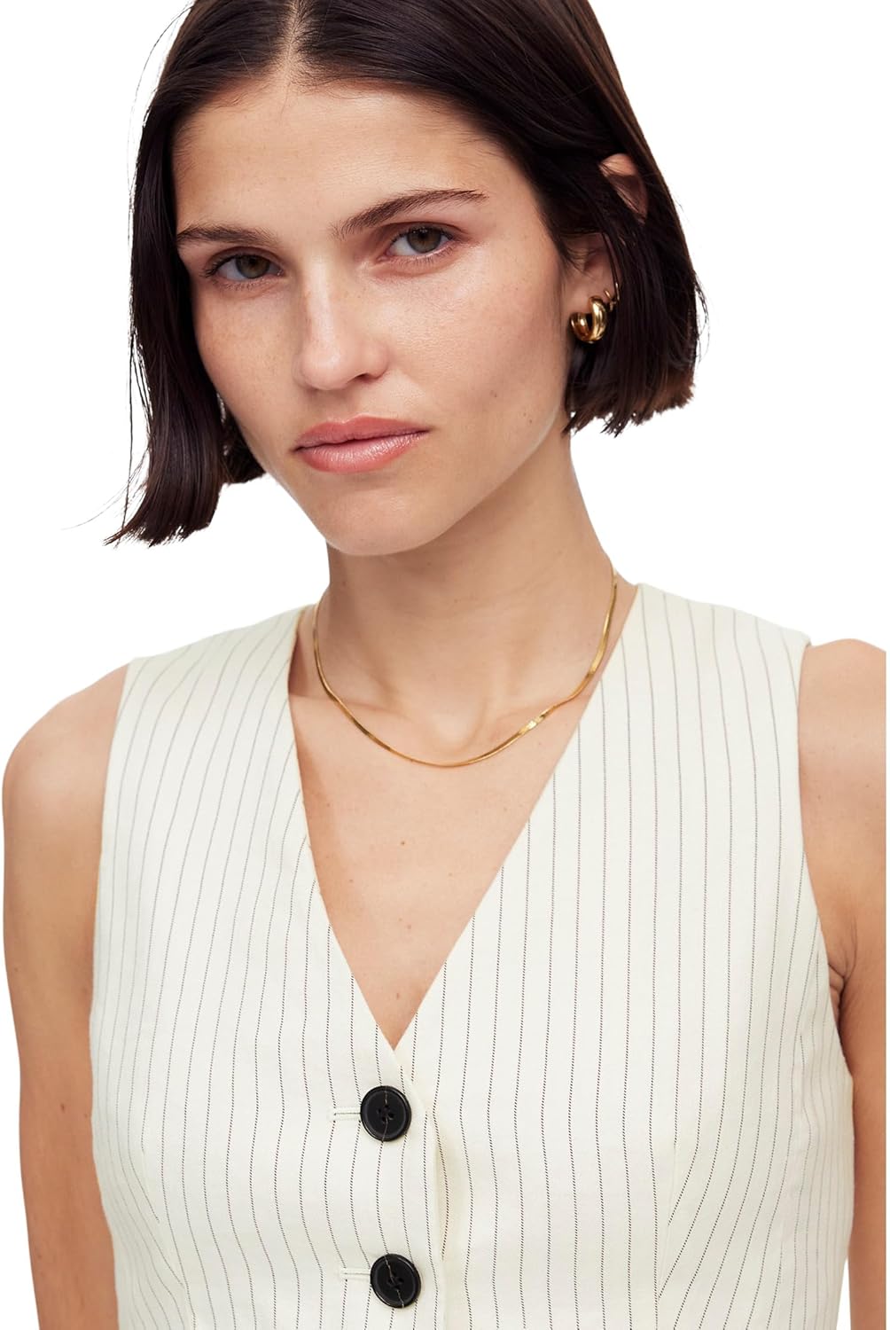 Madewell Women's Cass Vest - Pinstripe Linen