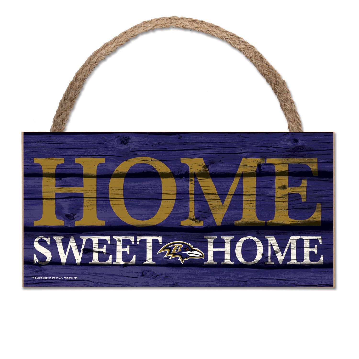 Wincraft NFL Schild aus Holz Baltimore Ravens Holzschild Wood Slogan Home Sweet Home