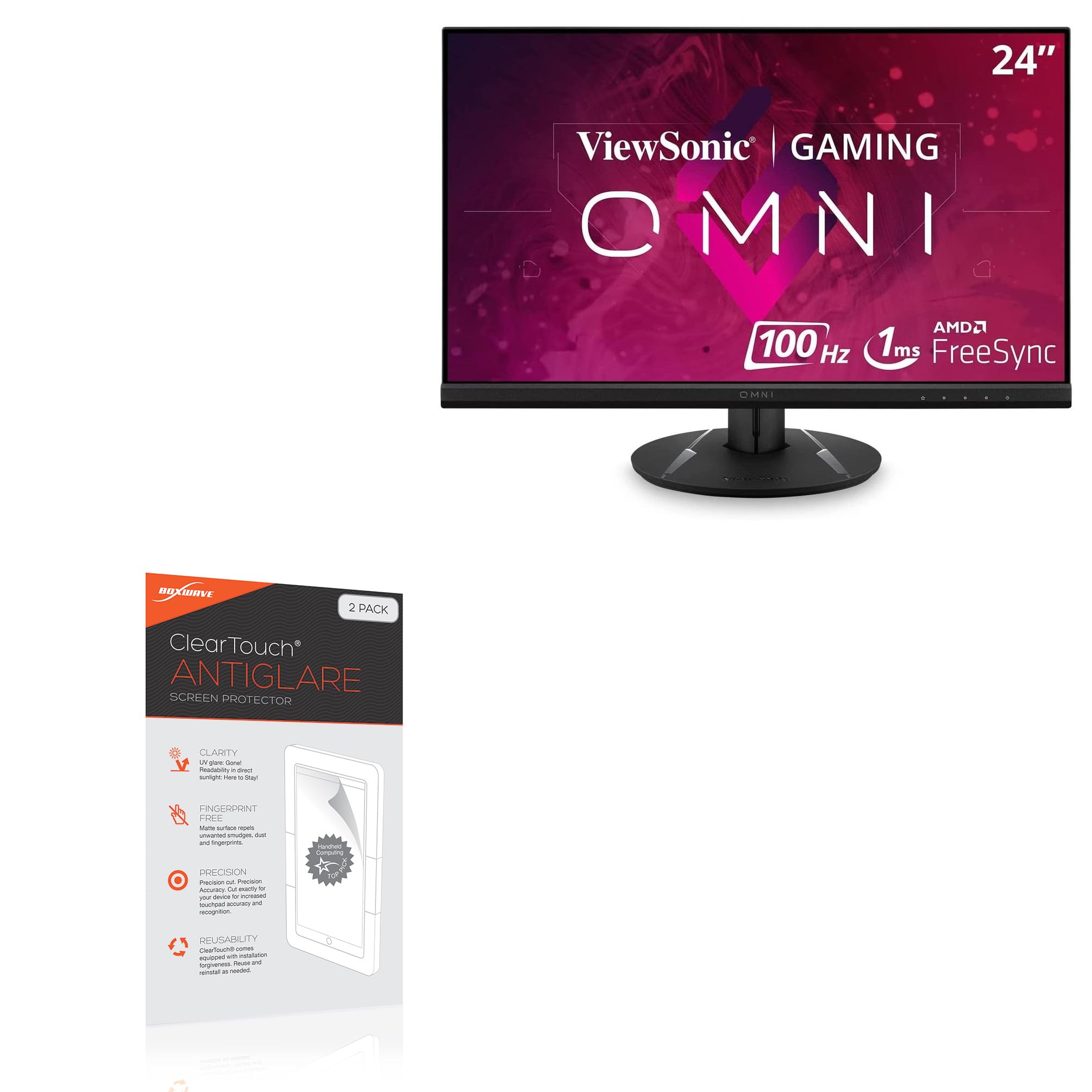 BoxWave Screen Protector Compatible With Viewsonic OMNI VX2416 (24 in) - ClearTouch Anti-Glare (2-Pack), Anti-Fingerprint Matte Film Skin