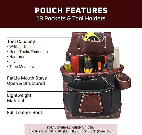 Miniatura 3 de Occidental Leather FatLip - Bolsa para herramientas, 13 bolsillos y portaherramientas, fabricada en Estados Unidos