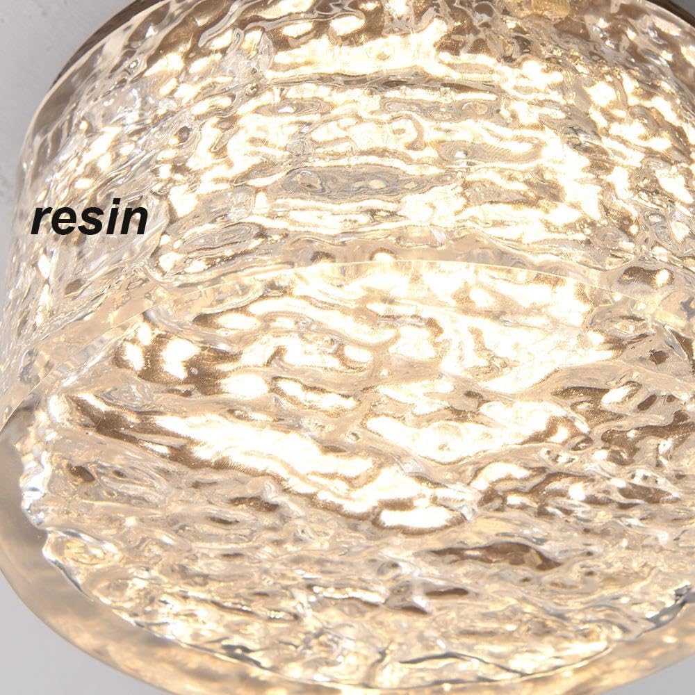 Lámpara de Techo Cilindro LED, Resina Textura Agua Plafón Foyer
