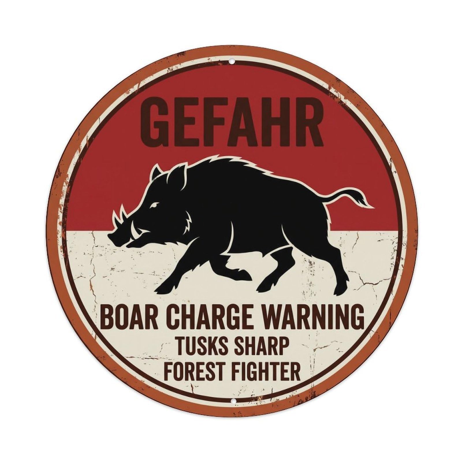 Vintage Grumpy Boar Tusk Fighter Metal Tin Sign Plaque