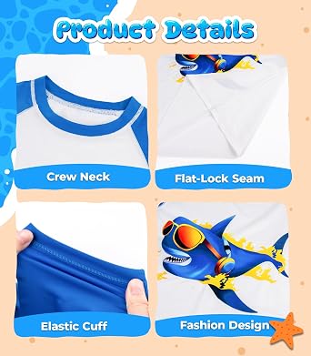 Boys Rash Guard Swim Shirts - Long Sleeve UPF 50+ Sun Shirts for Toddler Kids, Sun Protection SPF Water Surfing Shirts