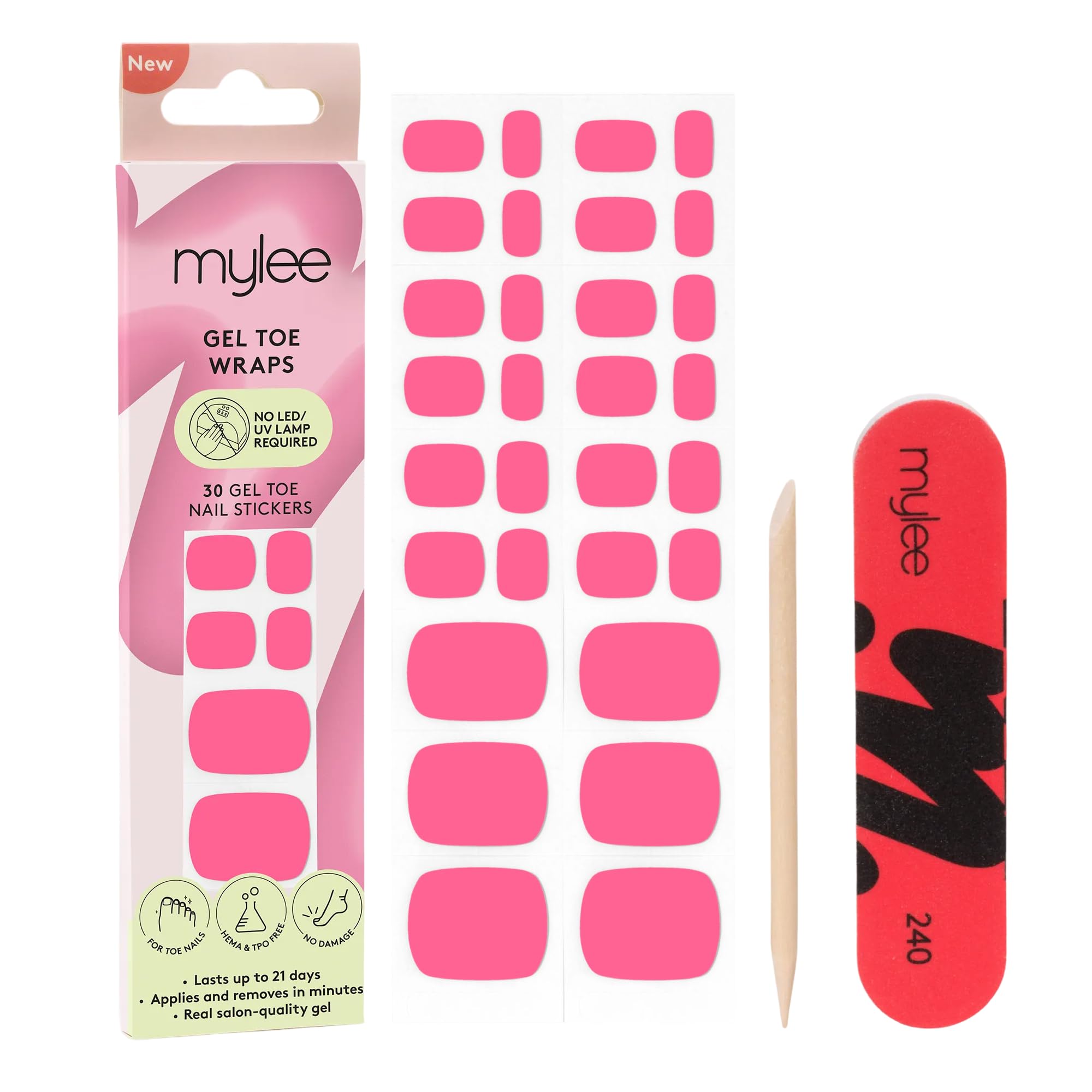 Mylee Gel Toe Wraps – Pedicure in gel vero, senza lampada, fino a 21 giorni di durata, finitura effetto salone, facile applicazione peel and stick, anti-scheggiatura, senza tempi di asciugatura