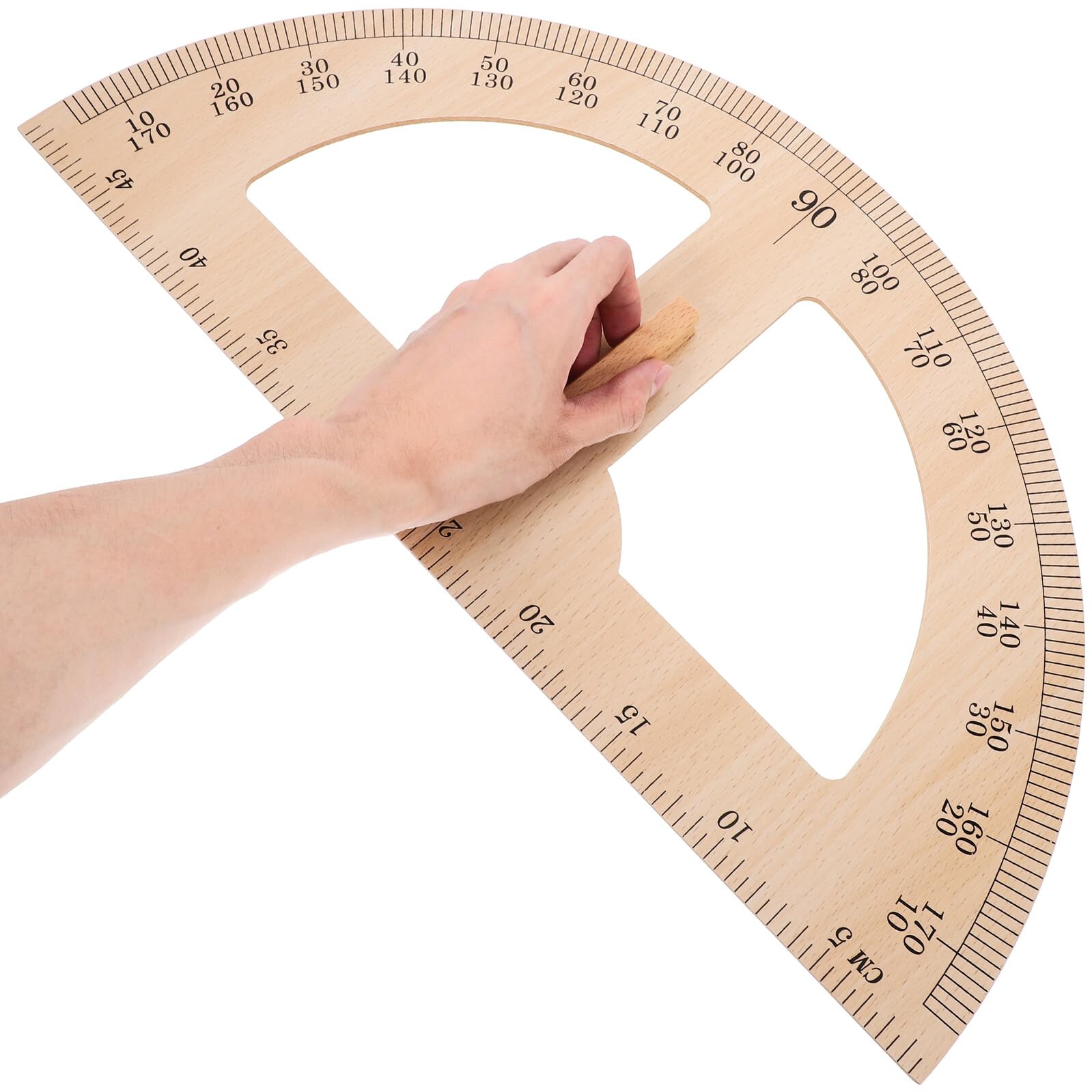 Ipetboom Righello Didattico in Legno per Insegnanti Goniometro Grande per Geometria Strumento di Misura per Aula Righello di Apprendimento per Lezioni Matematiche