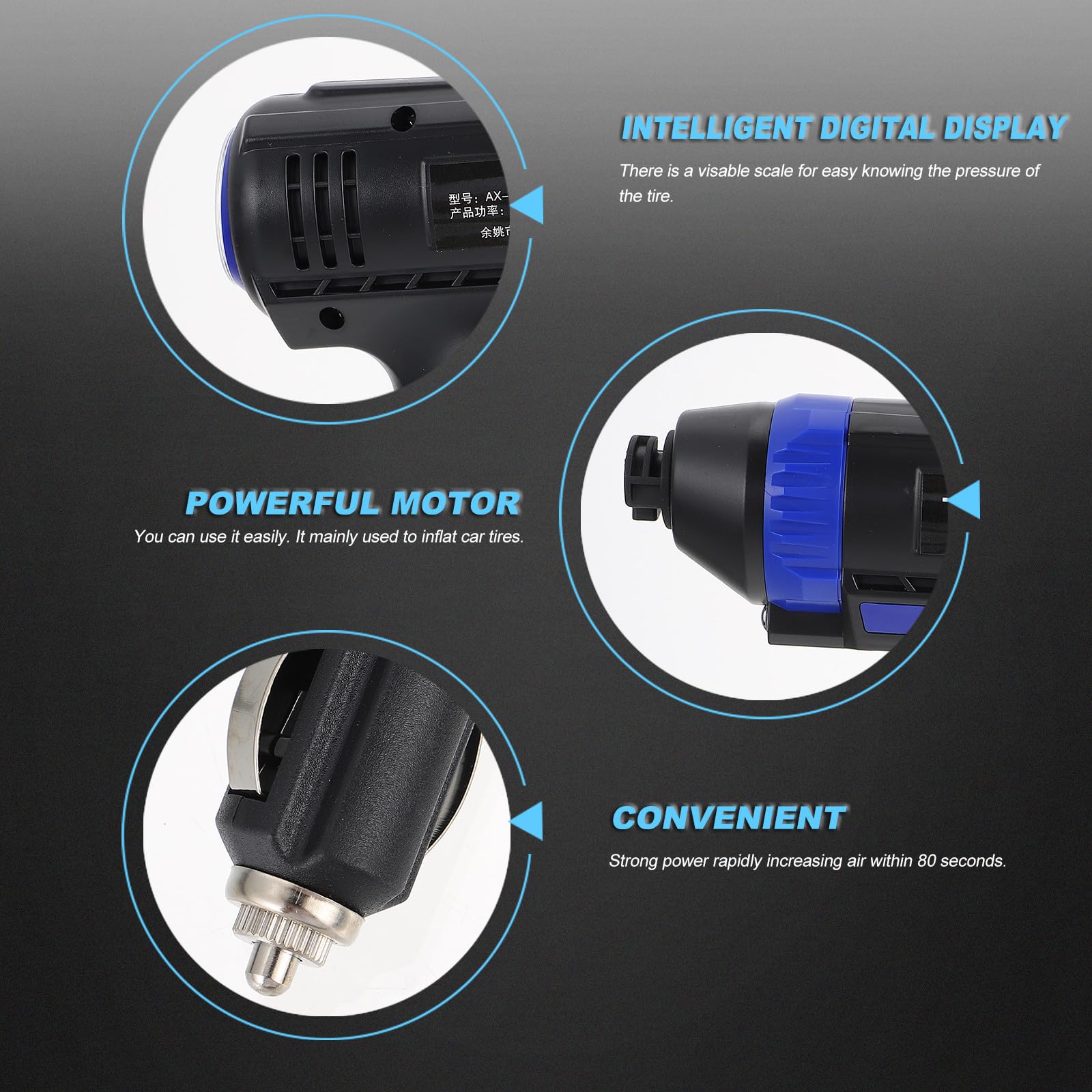 Tofficu Inflador Portátil Compresor de Aire 12.6v para Neumáticos de Coche Carga Rápida, Escala Visible, Material de Metal y Plástico para Uso en Auto y Hogar