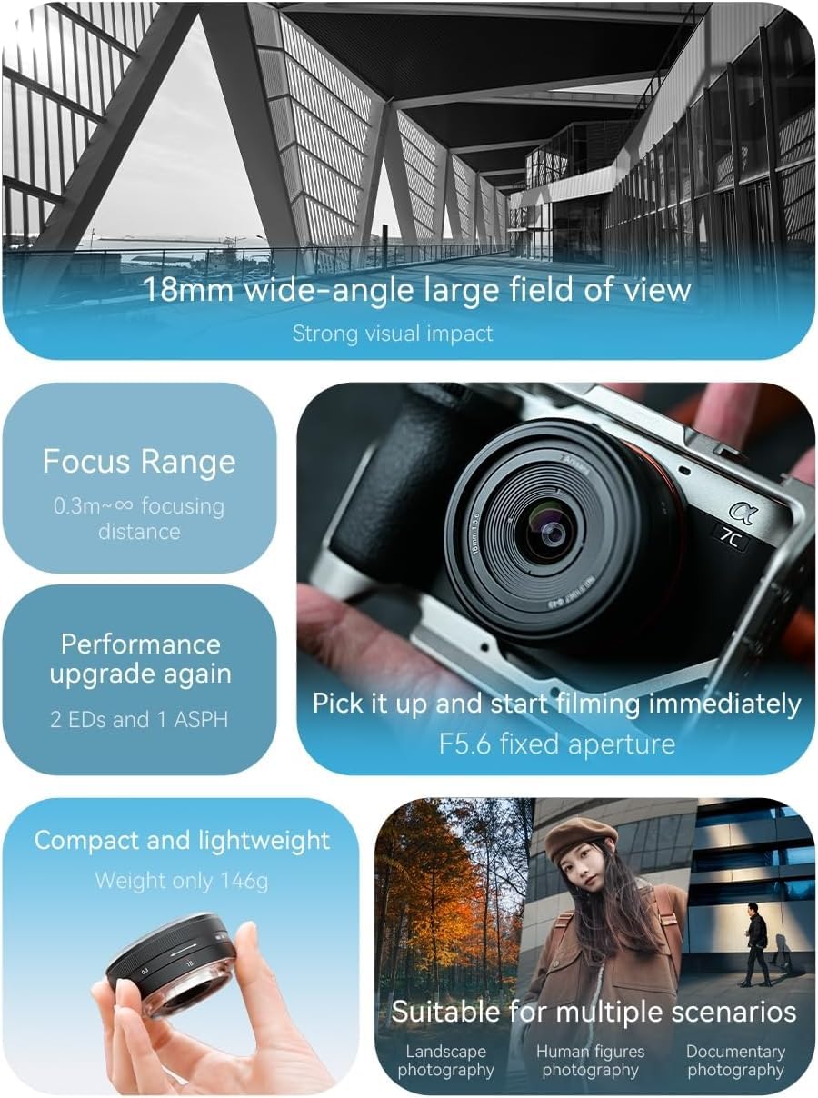 7artisans Obiettivo grandangolare Full Frame da 18 mm f/5.6 con messa a fuoco manuale per fotocamere mirrorless Nikon Z Mount