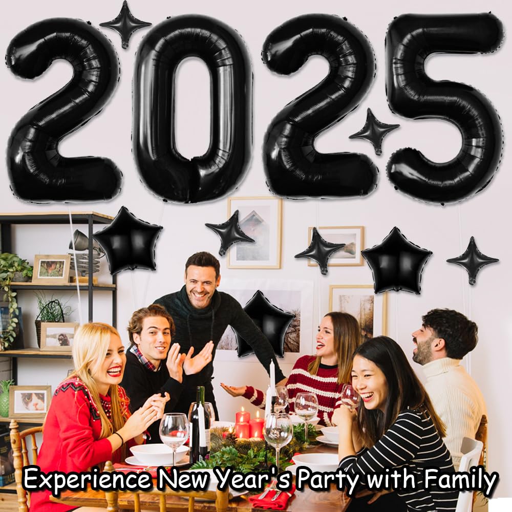 Amazon | HiParty Black 2025年バルーン番号、ハッピーニューイヤー