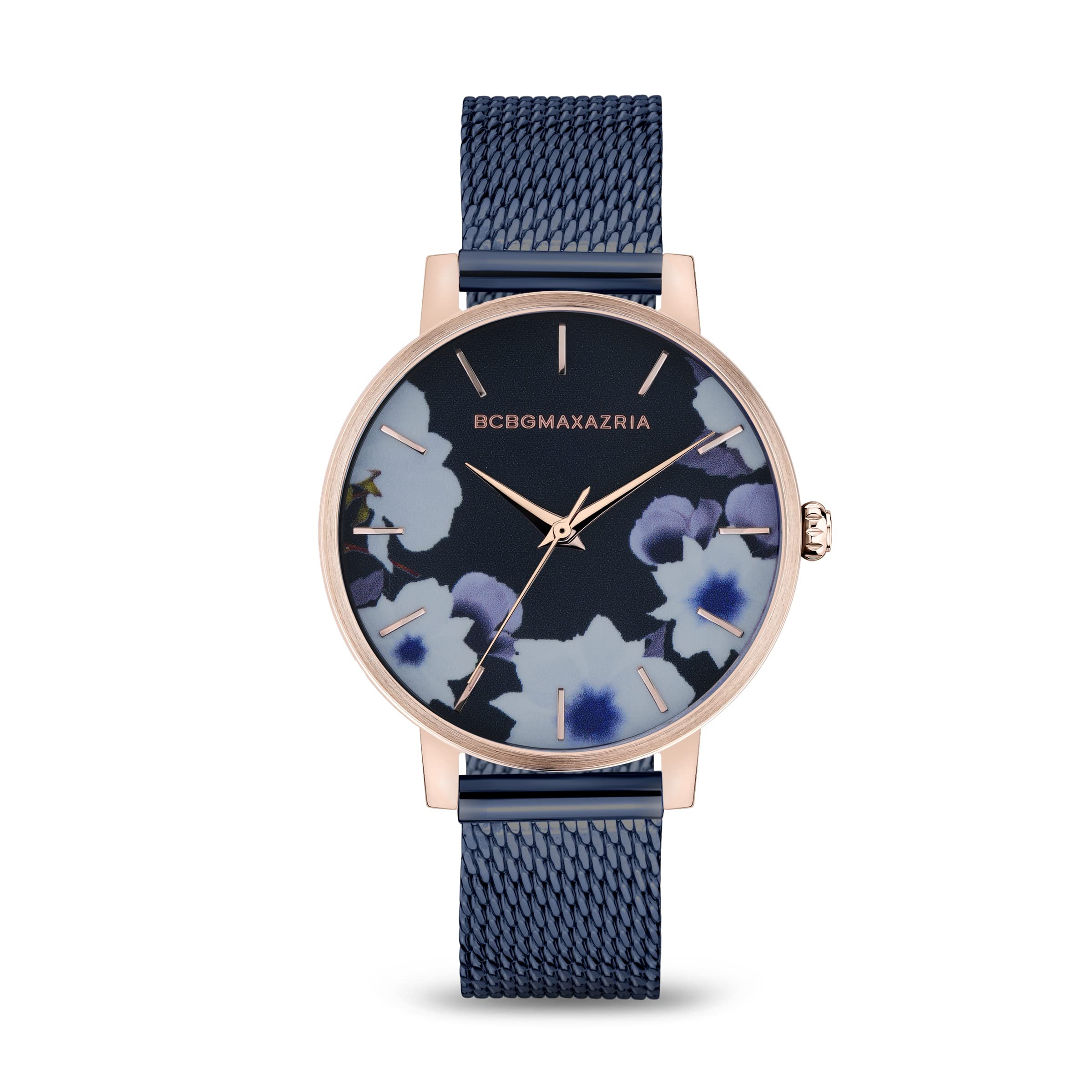 BCBGMAXAZRIAWomen's Floral Dial Watch (Model: BAWLG2133202), Blue, Analog Watch