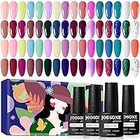 Vista 16 de JODSONE - Kit de esmalte de uñas de gel de 23 piezas, conjunto de esmalte de uñas de gel clásico de moda colorida, 3 botellas de capa base mate