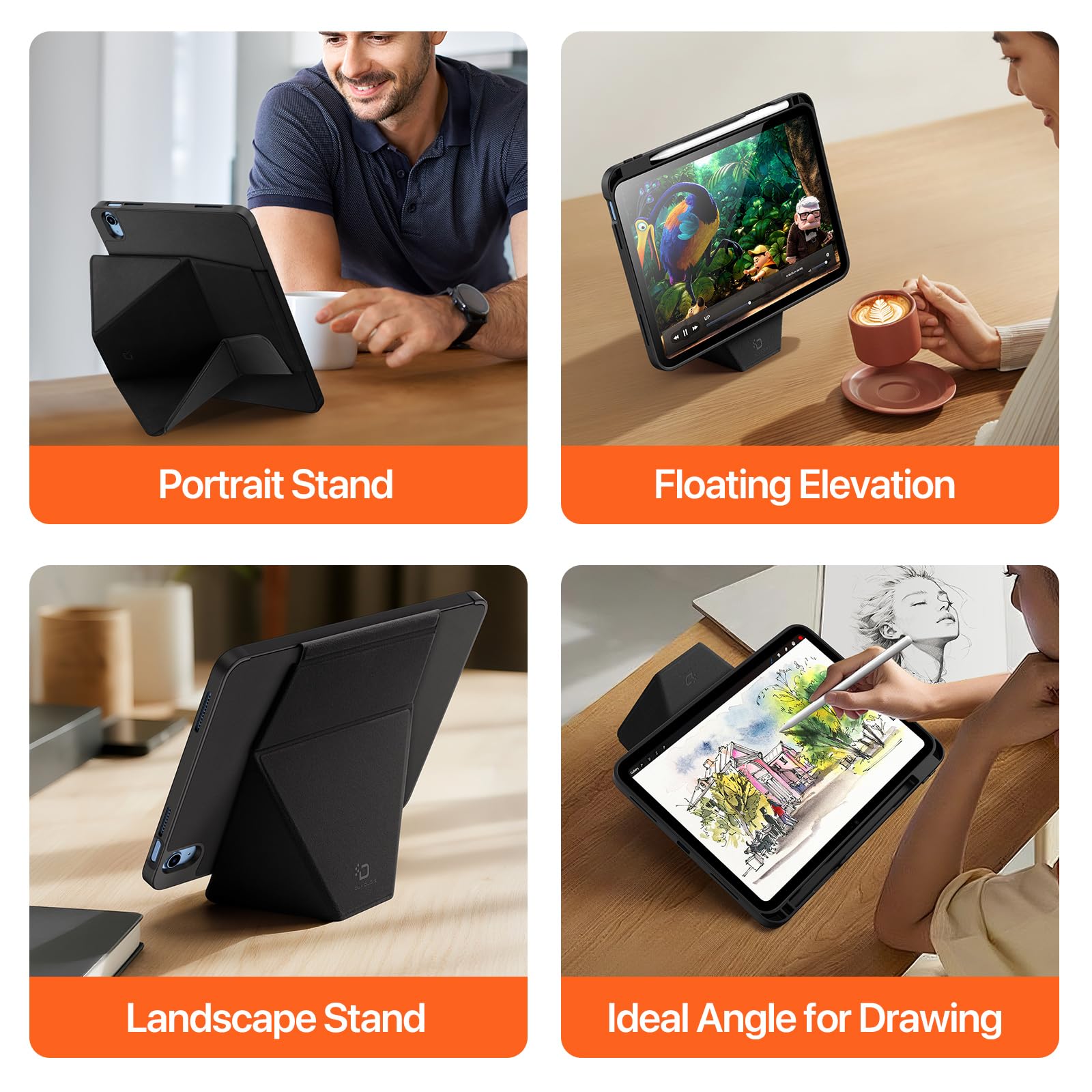 ProElite Versatile Tablet Stand case for Apple iPad A16 10th/11th Gen Case, Smart flip Case with Stable Stands with Pencil Holder for iPad A16 10th/11th Gen, Black — Amazon image 5
