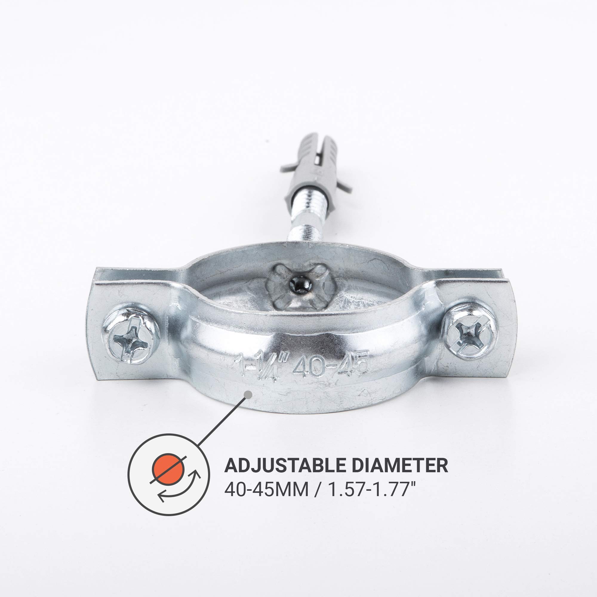 Morsetti Per Tubi Ø 60-64mm - Confezione 2 Pezzi, Con Viti E Tasselli - Foto 2