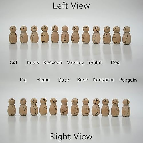 Miniatura 5 de Animales en miniatura - Mini muñeca de madera Personajes Gato/Gatito Koala mapache Mono Conejo/Conejo/Cachorro Cerdo Hipopótamo Pato Oso Canguro