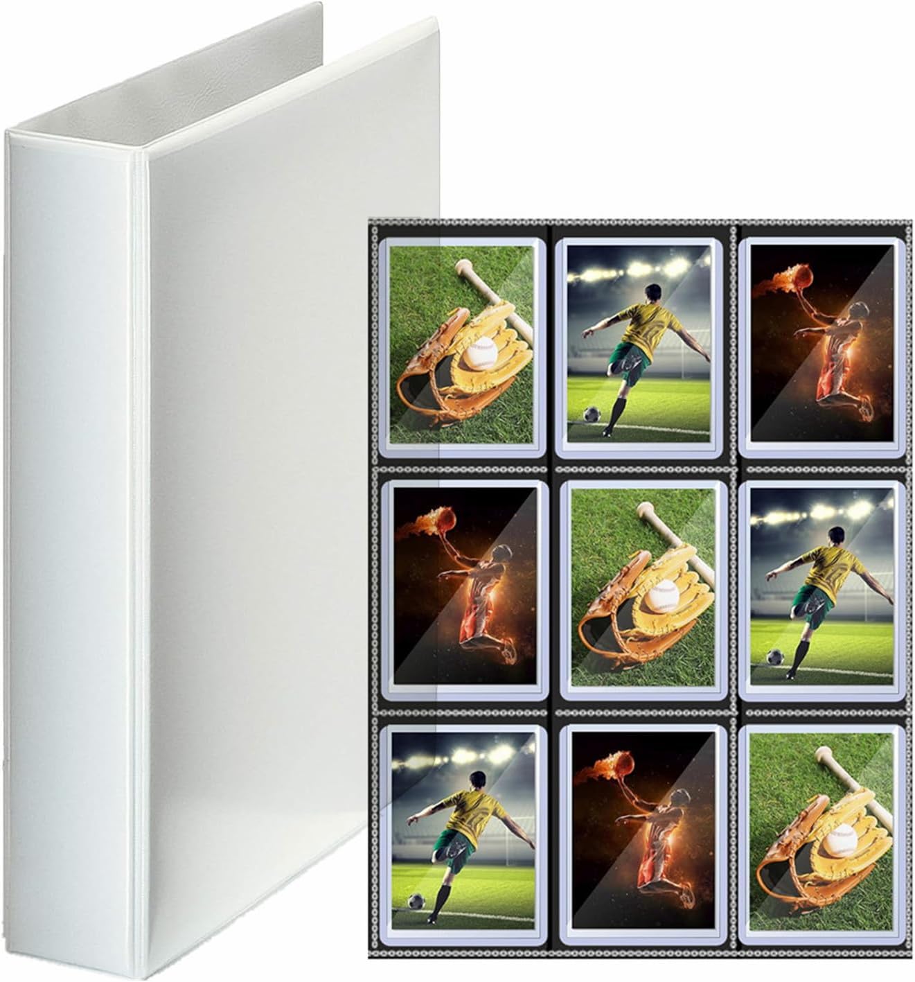 180 Capacity 9-Pocket Toploader Binder for 3"x4" Cards | Holds Hard Toploaders | Double-Sided Sleeves | Trading Card Album (Baseball, Yugi, MTG, TCG, Sports)