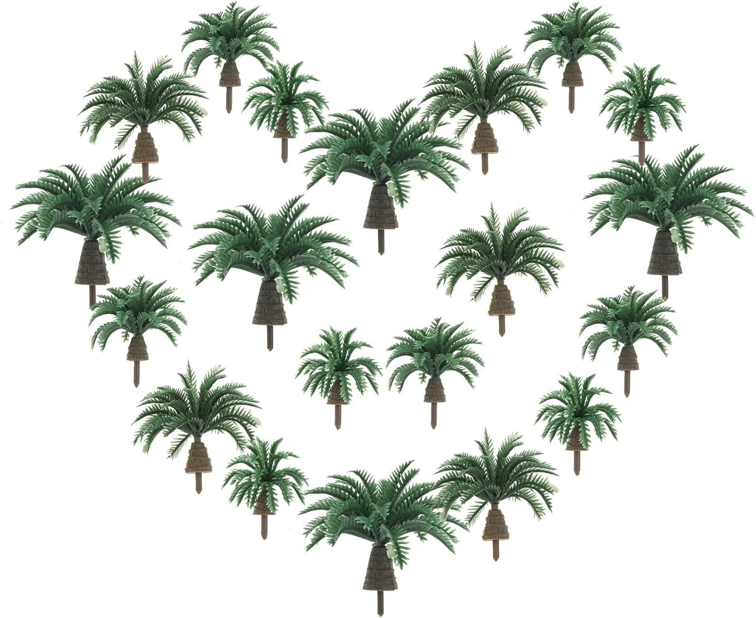 Yetaha 20PCS Mini Coconut Model Trees, Miniature Palm Trees Model Diorama Supplies for Train Railway Model Trees Architectural Trees HO Scale Trees Building Models Landscape Decorations