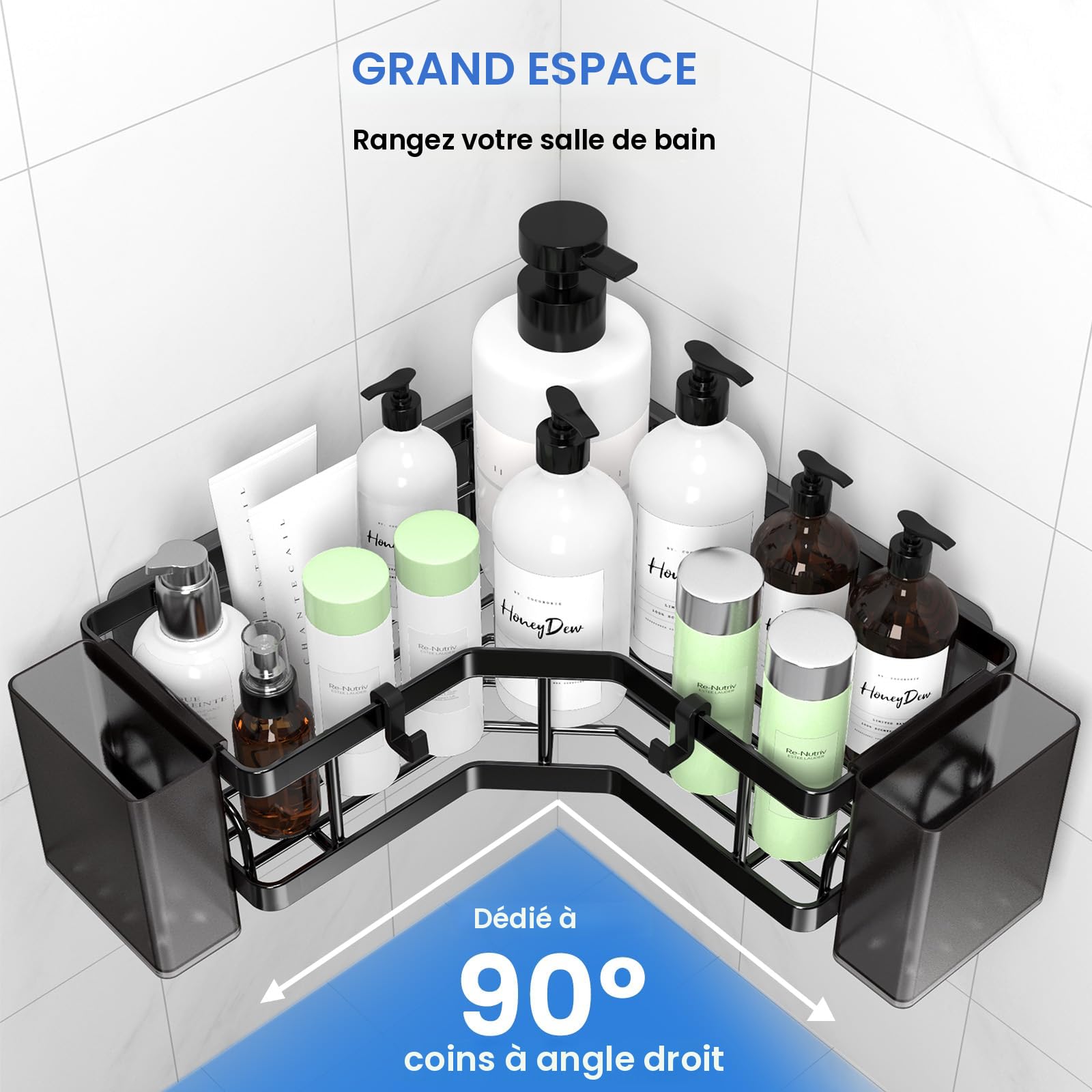 Étagère De Douche Télescopique En Acier Inoxydable - LUXS - 3 Paniers