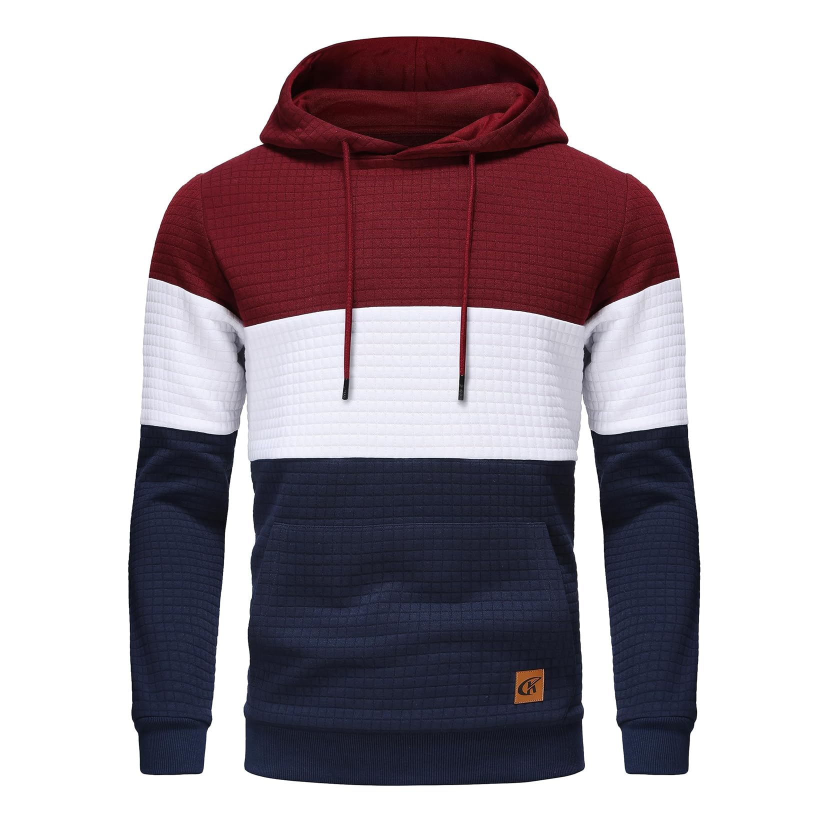 YuKaiChen Herren Pullover Herren Patchwork Hoodie Langarm Jacquard Kaputzenpullover Farbblock Sweatshirt mit Taschen