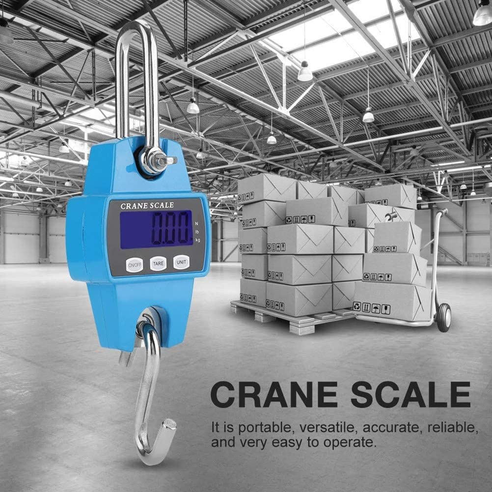 Digital Hanging Scale 660lb Handheld 300Kg Mini Crane Scale for Farms Hunting Bow Draw Weight Fishing Outdoor Activities Hanging Scale with Accurate Sensors (Blue 300kg/0.1kg)