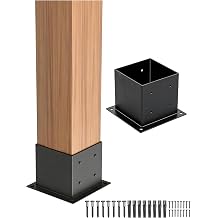 6x6 Post Base 2 Pcs, Inner Size 5.6x5.6 Brackets Kit,Heavy Duty Metal Black Powder Coated Post Brackets,Wood Post Brackets for Pavilion Deck Railing Support Deck Base Plate