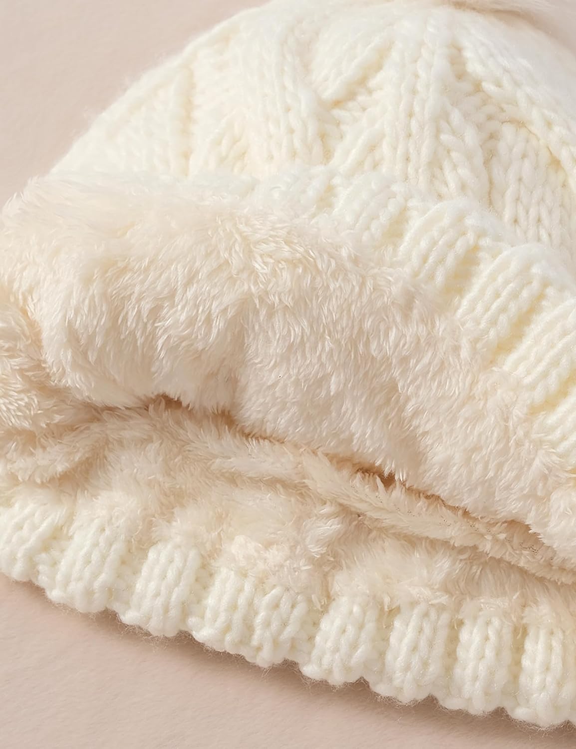 DS DADOU&XIAOSHAN Winter Hats for Women, Fleece Lined Beanie with Pom Pom, Girls Womens Knit Hat Beanies Toboggan - Image 4