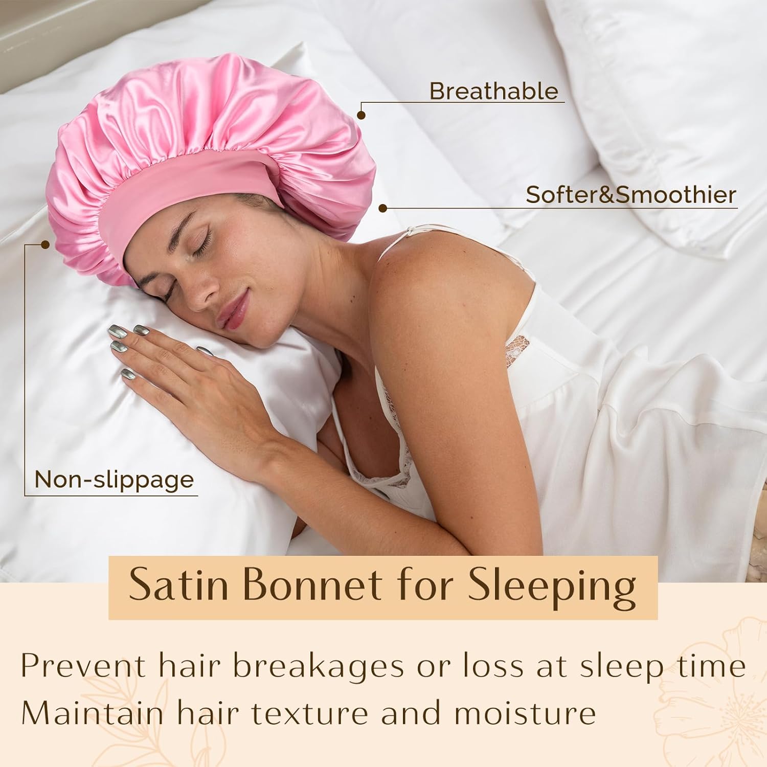 YANIBEST Silk Bonnet for Men Women Hair Bonnet for Sleeping Double Layer Satin Bonnet for Natural Curly Hair Unisex Sleep Cap - Image 4