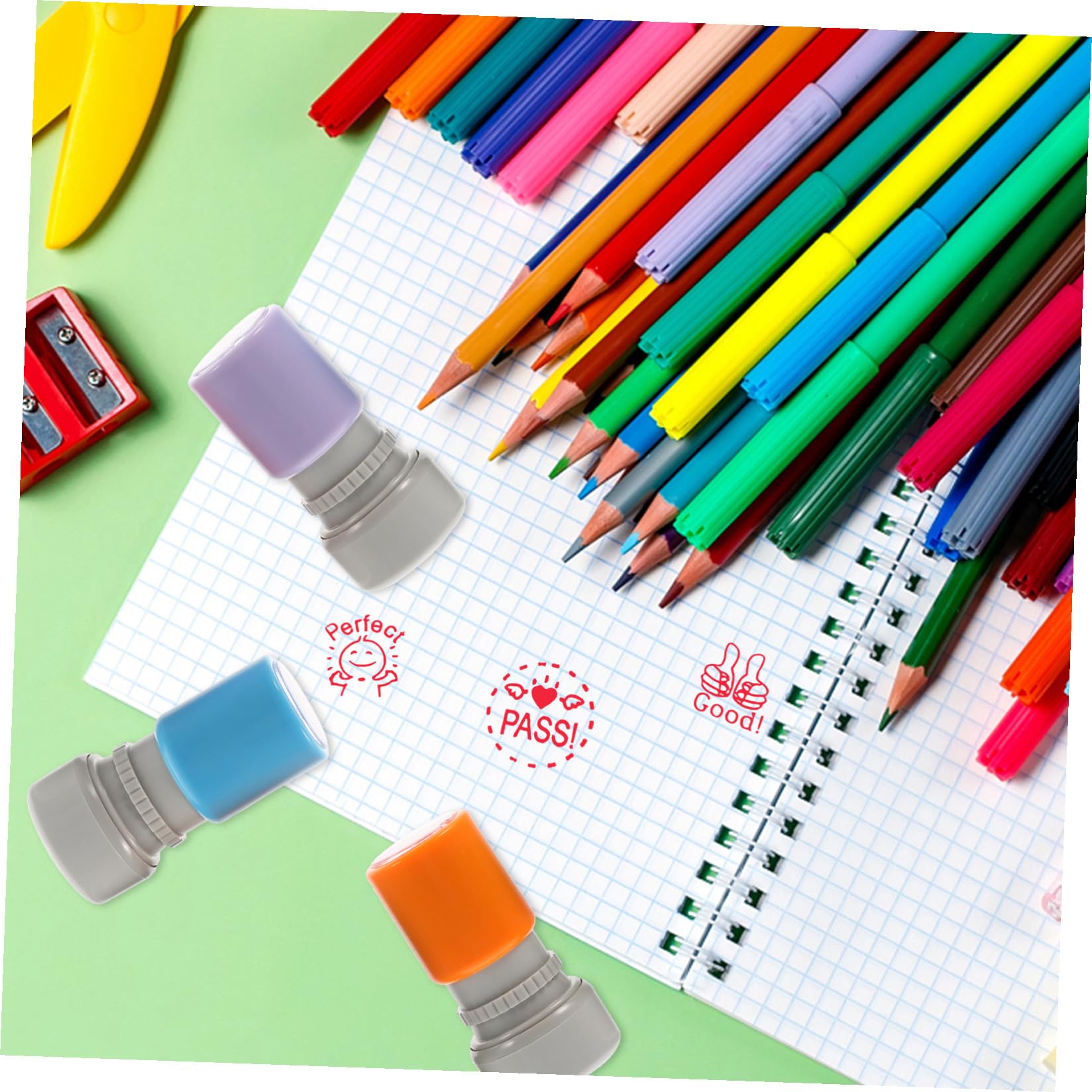 NUOBESTY 18pezzi Timbri Per Insegnanti Motivazionali Timbri Autoinchiostranti Per Inglese Per Scuole e Attività Didattiche Design e Accattivante Per