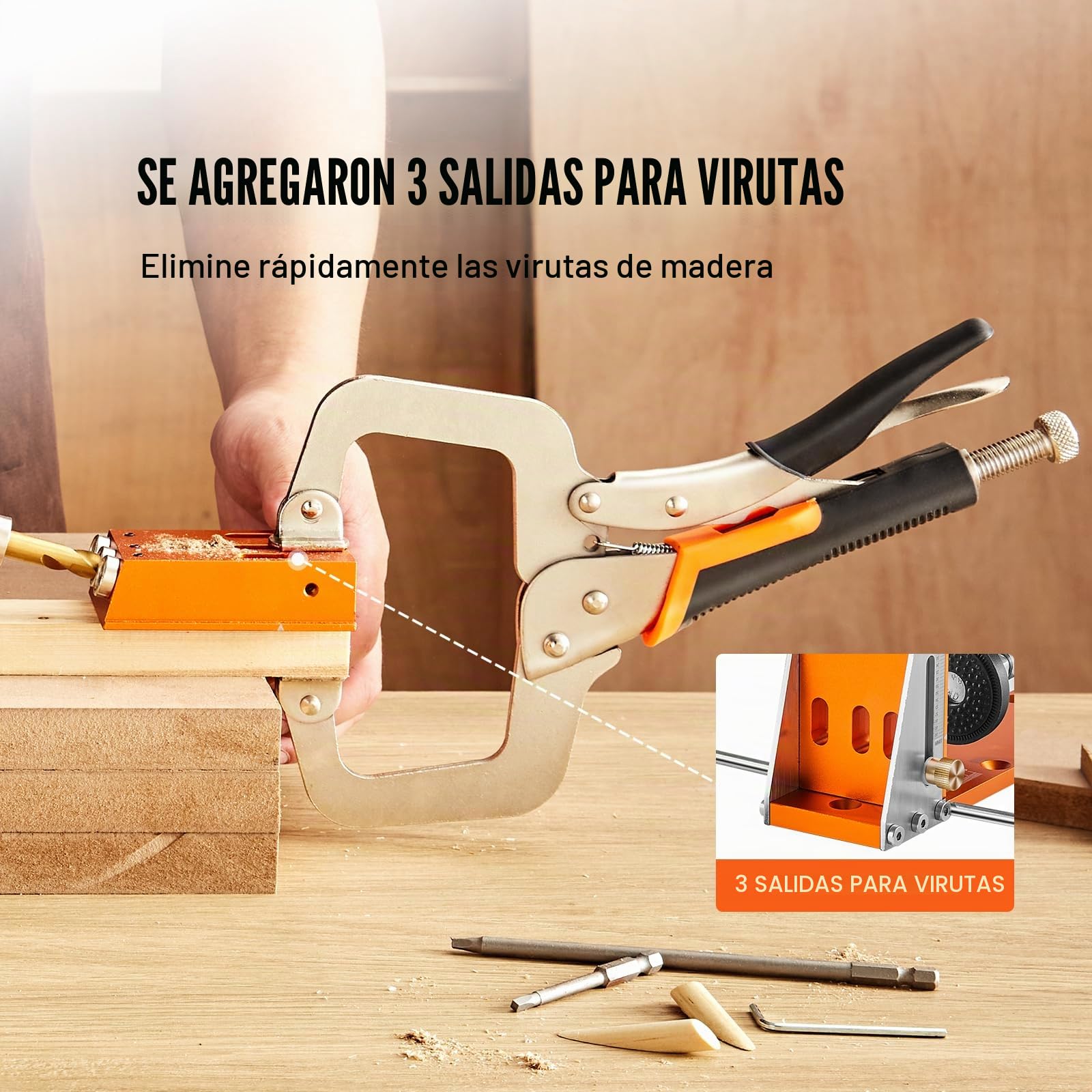 VEVOR Plantilla para Orificios Ocultos con Llave y Puntas Cuadradas Guía de Taladro para Carpintería