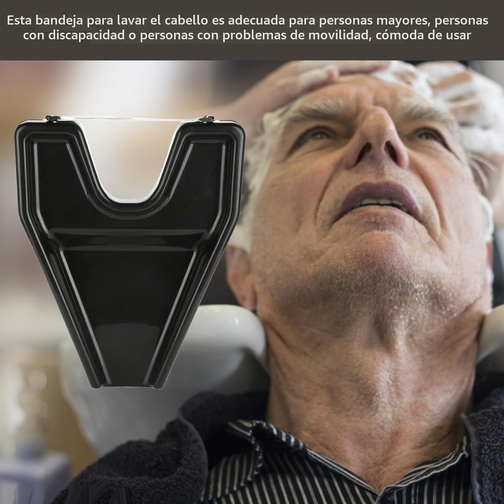 Lavabo de pelo Bandeja portátil para lavar el cabello para la movilidad del paciente con diseño ergonómico, drenaje directo y material duradero, -