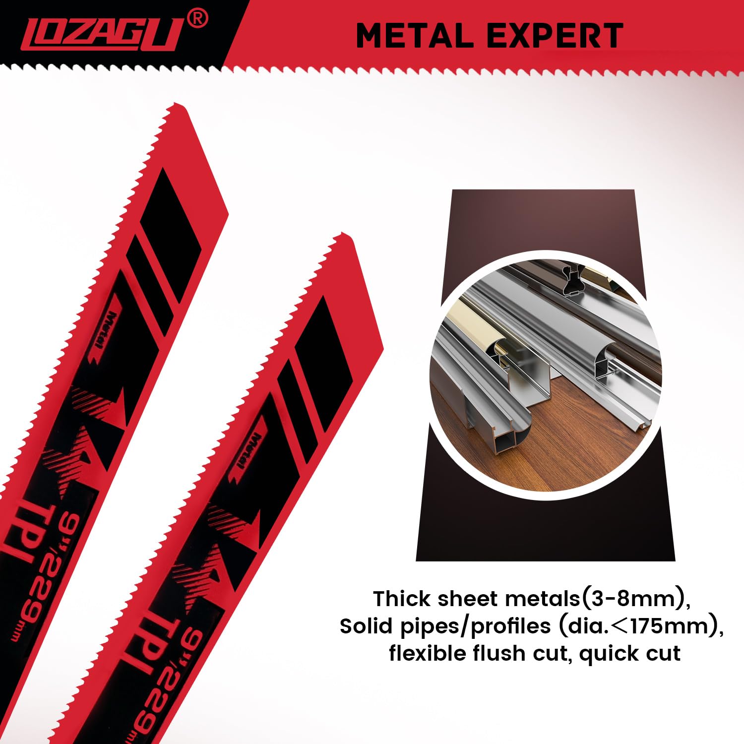 6 hojas de sierra alternantes de metal, 229 mm, 14 TPI, sierra de sable bimetálica para tubos de metal, láminas, barras de refuerzo