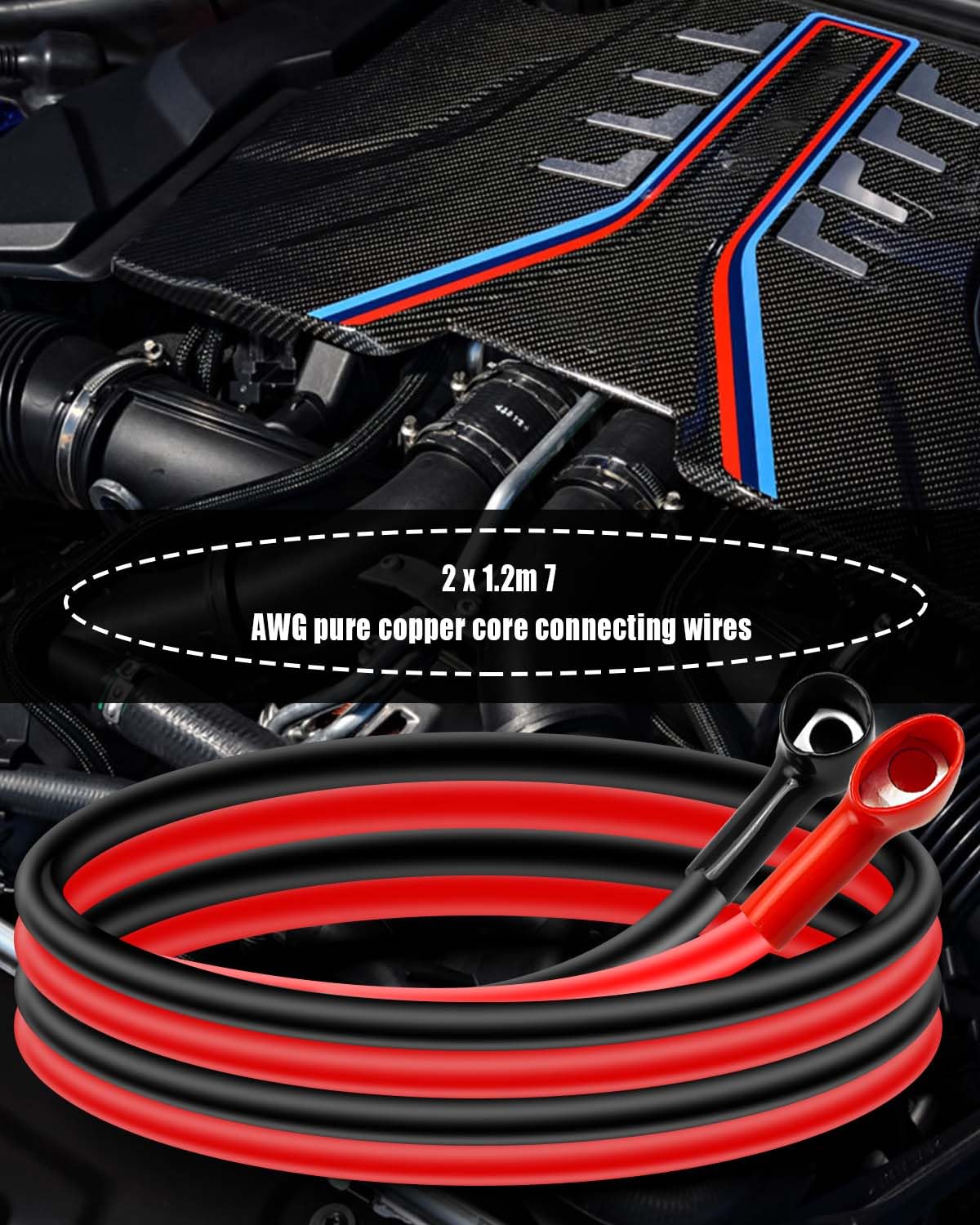 Terminales de batería remotos con cable y soporte de montaje, kit de poste de salto de batería para UTV, ATV, coche, camiones, RV, tractor, cortacésped, barco, kit de reubicación de batería resistente