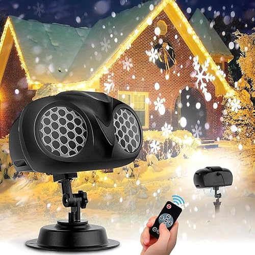 Tirczil クリスマスledプロジェクターライト 雪が降るプロジェクターライト IP65防水 フクロウの形の屋外スノーフレークプロジェクターライト 雪降る夜ライトリモートとタイマー機能付き 置物ライト パーティー/結婚式/お誕生日/雰囲気作り 室内/室
