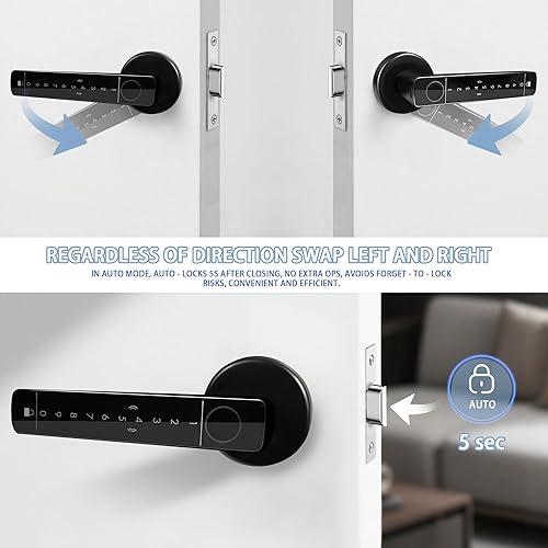 Miniatura 4 de Cerradura de puerta de huellas dactilares, cerradura de puerta biométrica, perilla de puerta de huellas dactilares, manija de puerta con teclado