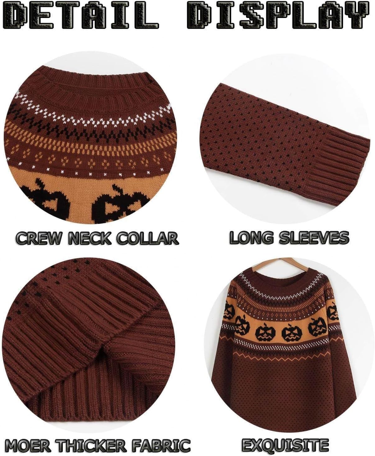 Women's Vintage Fair Isle Pullover Sweater Casual Fit Dressy Crewneck Long Sleeve Lightweight Knit Tops - Image 7